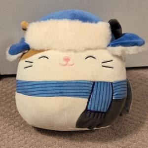 Squishmallows Cute Cat Plush with Blue Hat and Scarf NWT "Cam"